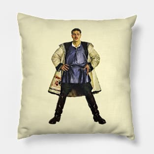 Man self portrait in white casing Pillow