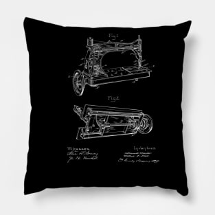 Sewing Machine Vintage Patent Drawing Pillow