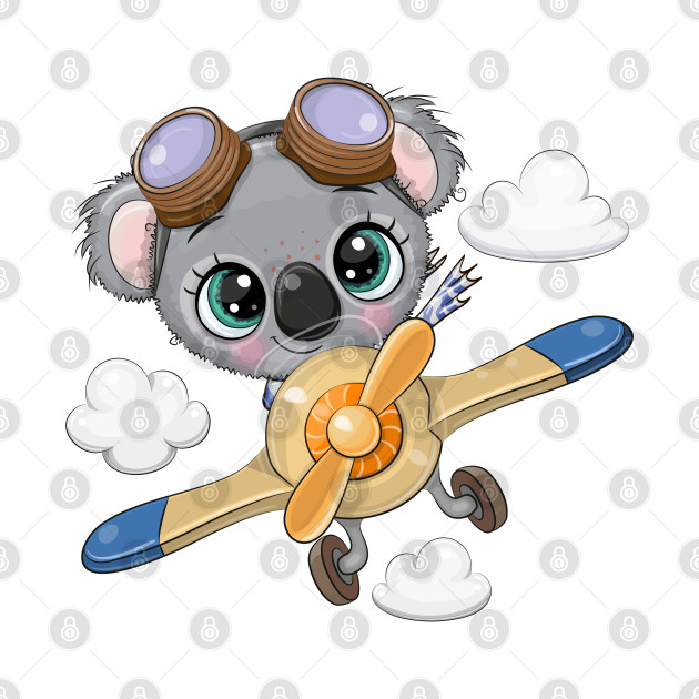 Cute koala pilot on a plane by Reginast777