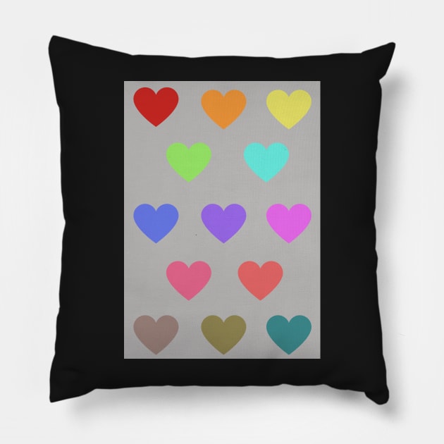 Colourful hearts pattern Pillow by LukjanovArt