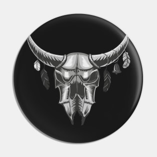 Big Black Bull Skull Pin