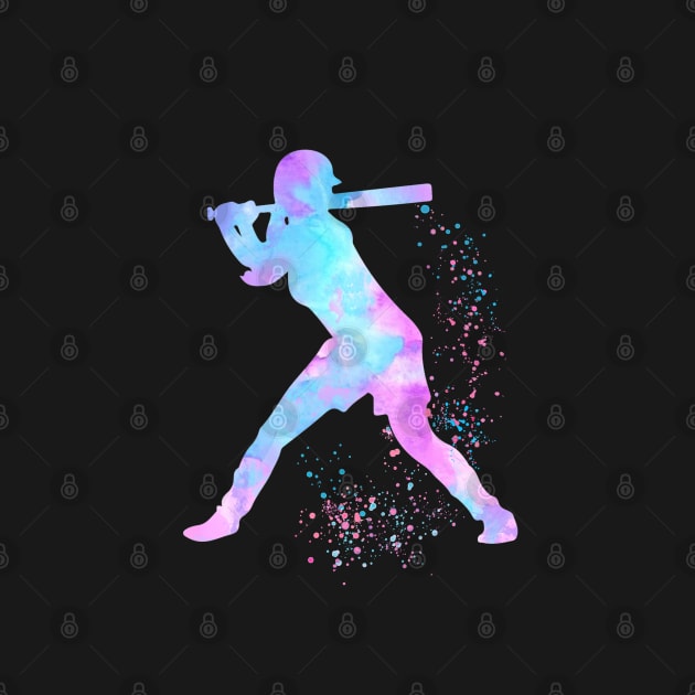 Baseball Girl Batter Watercolor Silhouette by LotusGifts