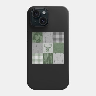 Rustic Deer Patchwork - Green/Grey Phone Case