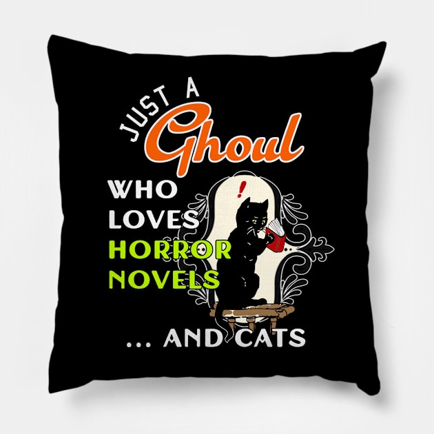 Just a Girl Who Likes Books and Cats Funny Halloween Horror Pillow by WitchNitch