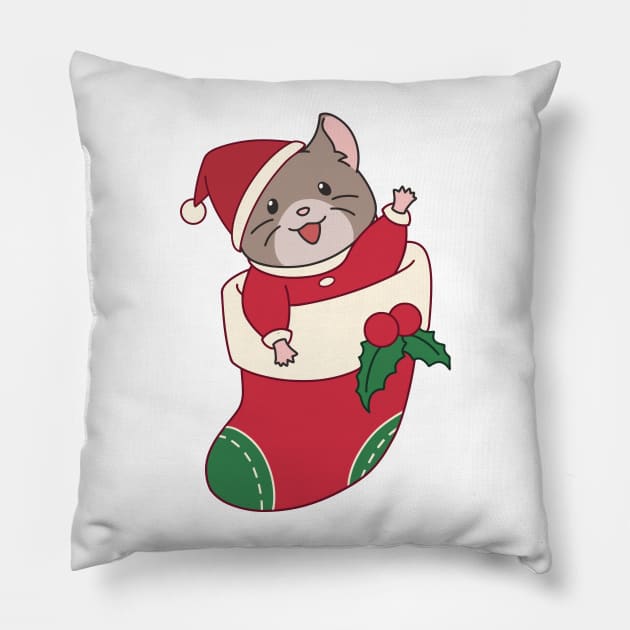 Cute Christmas mouse Pillow by TomatoLacoon