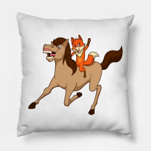 Cartoon fox riding horse Pillow