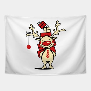 Christmas present Raindeer Tapestry