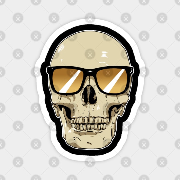 Skull Wearing Sunglasses Orange Lenses Magnet by Black Snow Comics