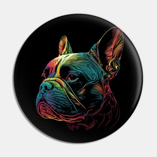 French Bulldog - Frenchie Watercolor Painting Portrait Art Pin