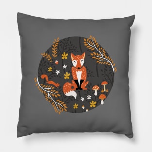 Foxes Running in a Forest of Fall Trees Pillow