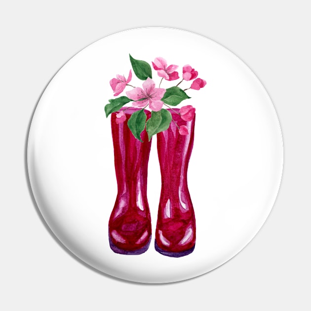 Rainy Day Boots Flowers Gardening Pin by swagmaven