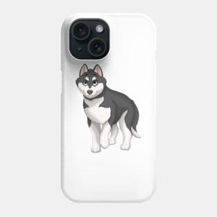 Black and White Siberian Husky Dog Blue Eyes Phone Case