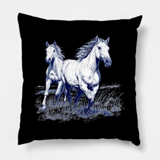 Beautiful Wild Horses Rider And Wild Horse Pillow