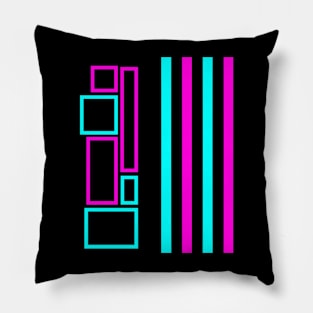 Pink And Blue Lines And Squares Pillow