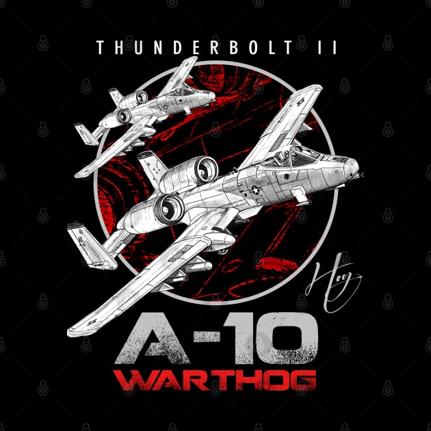 A-10 Thunderbolt II Warthog subsonic attack aircraft nicknamed Hog Us Air Force Fighterjet by aeroloversclothing