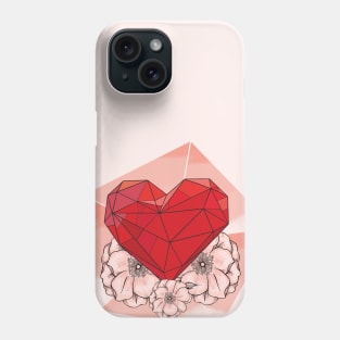 Graphic Heart with Flowers Phone Case