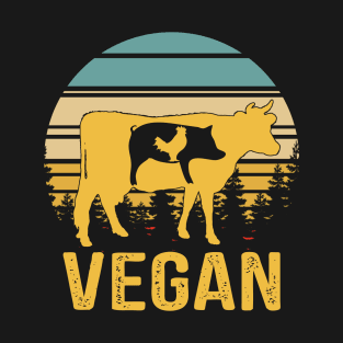 Vegan Retro Vintage Funny Vegetarian Veganism Gift T-Shirt