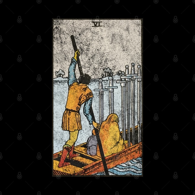 Six of swords tarot card (distressed) by Nate's World of Tees