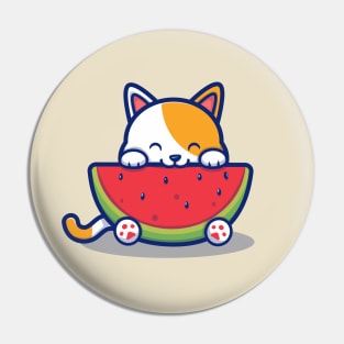 Cute Cat Eating Watermelon Pin