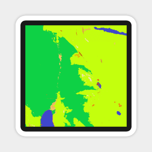 Map of Saturn, blue green lime yellow Magnet