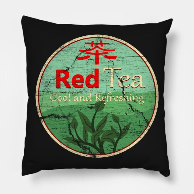 Red Tea Pillow by robotrobotROBOT