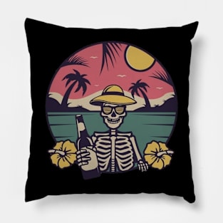 Beer in skull hand Pillow