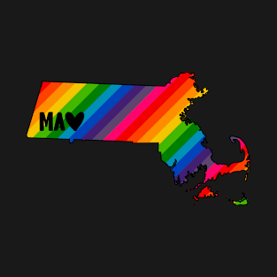 USA States: Massachusetts (rainbow) T-Shirt