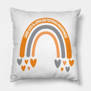 Limb Loss & Limb Difference Awareness Rainbow with hearts Pillow