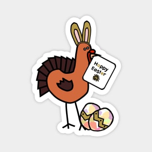 Happy Easter Bunny Ears on Thanksgiving Turkey Magnet