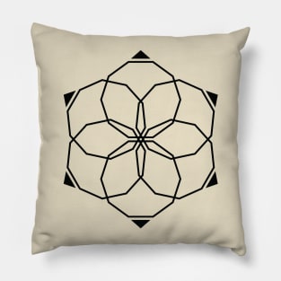 Geometrical Flower Black Pillow