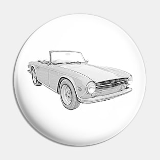 Triumph TR6 1970s classic sports car monochrome Pin