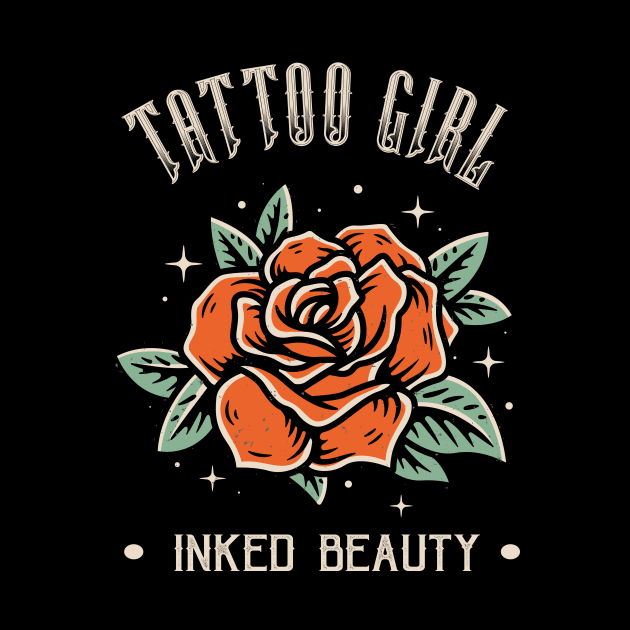 Tattoo Women Beauty Rose Girl Tattoo Art Style by Foxxy Merch