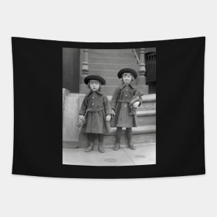 Little Girls with Teddy Bears, 1921. Vintage Photo Tapestry