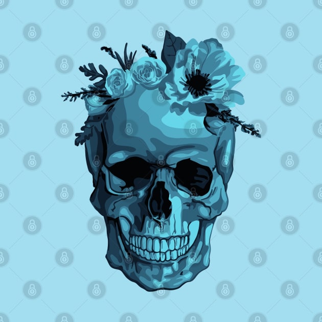 Skull With Flower Crown by Slightly Unhinged