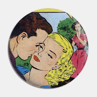 Funny Retro Romance Comic Pin
