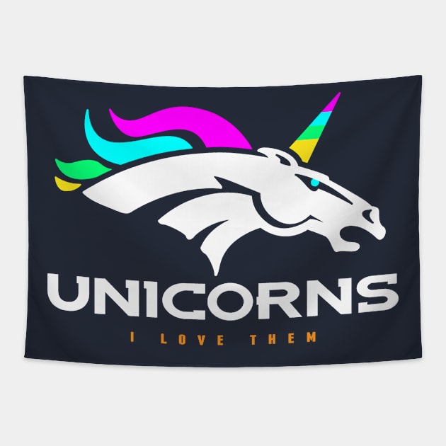 I Love Unicorns Tapestry by CoDDesigns