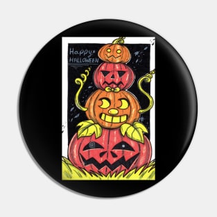 Happy Halloween Cute Pumpkin Stack Pin