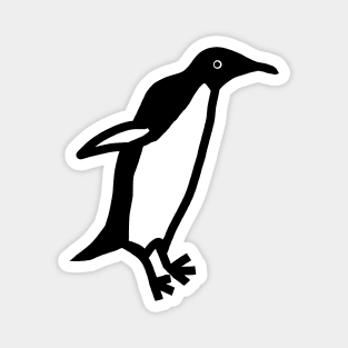 Cute Jumping Penguin Black Line Drawing Doodle Animals Magnet