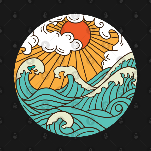 great wave sun illustration by Mako Design 