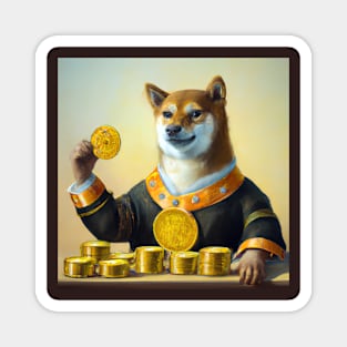 shiba counting gold coins 1 Magnet