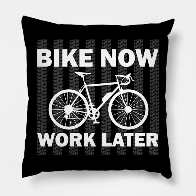 Mountain Bike Now Work Later Pillow by TK Store