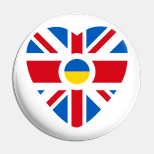 British Ukrainian Multinational Patriot Flag Series (Heart) Pin