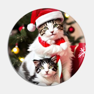 Christmas Cat - Modern Digital Art Pin