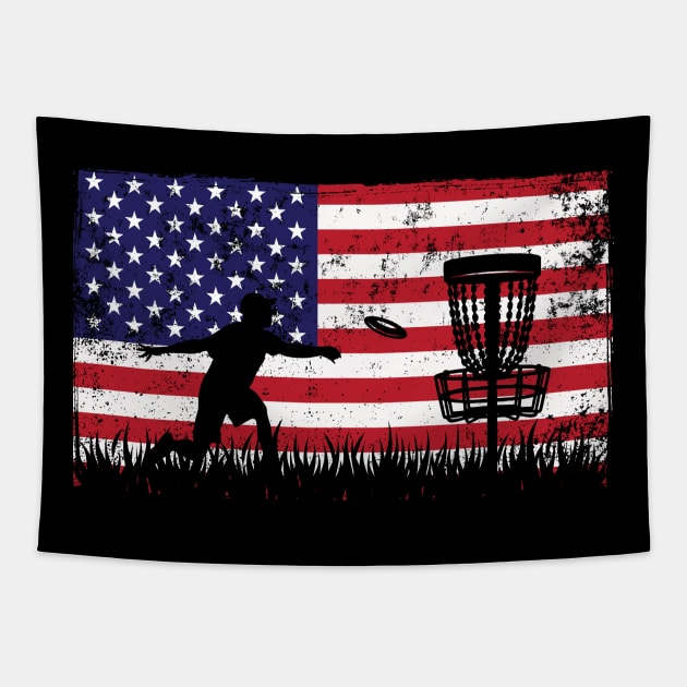 Disc Golf American Flag Tapestry by Hensen V parkes