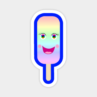 Happy Pastel Rainbow Popsicle Magnet