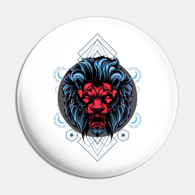 What's Your Spirit Animal? Majestic Blue Light Lion Pin by Naumovski