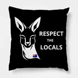 Kangaroo respect the locals white Pillow