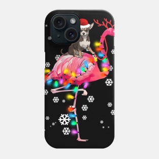 Chihuahua riding Flamingo Christmas Phone Case