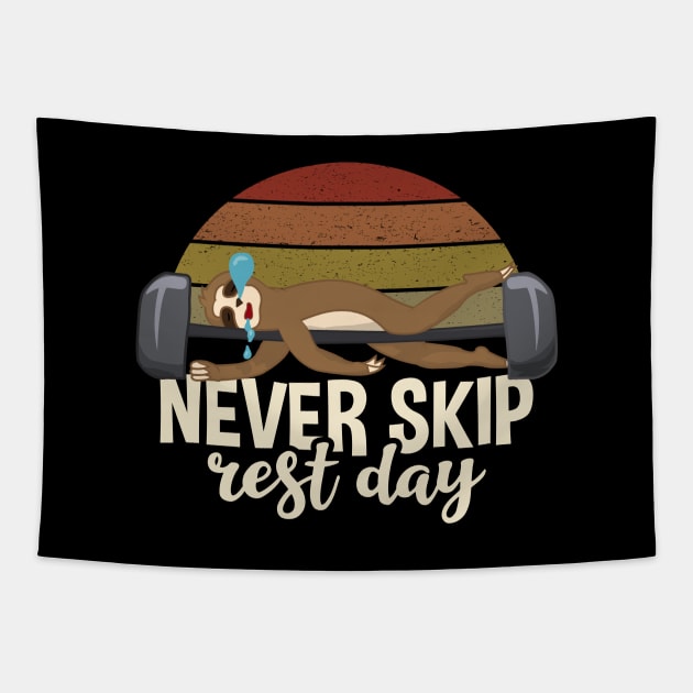 Retro Sloth Fitness Gym Tapestry by Tesszero