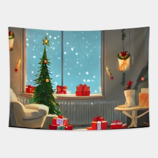 Christmas Vibes Love Christmas Trees During Holiday Season Partying Alone at Home Tapestry